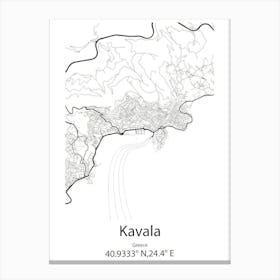 Kavala,Greece Minimalist Map Canvas Print