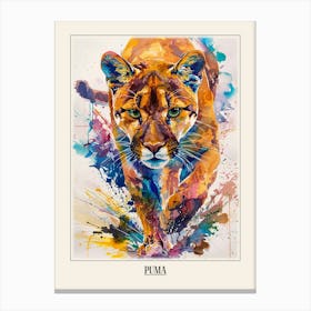 Puma Colourful Watercolour 2 Poster Canvas Print