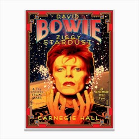 Poster Honoring David Bowie At Carnegie Hall 1972 Signed & Numbered To 100 New Artist Edition By David Byrd Coa Canvas Print