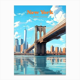 New York Bridge Travel Illustration Canvas Print