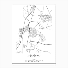 Hadera,Israel Minimalist Map Canvas Print