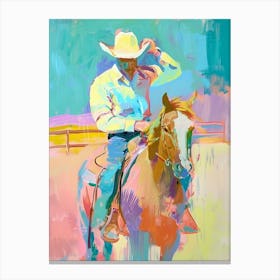 Pink And Blue Cowboy Painting 1 Canvas Print