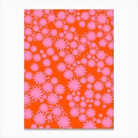 Daisy Garden | 07 - Pink And Orange Canvas Print