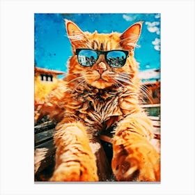 Orange Cat With Sunglasses Canvas Print