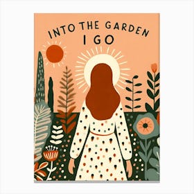 Into The Garden I Go, sun, brunette woman  Canvas Print