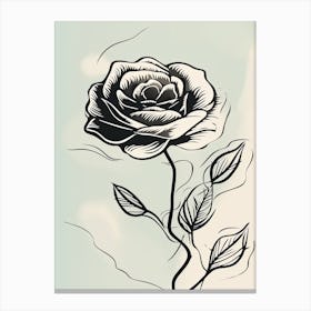 Line Art Roses Flowers Illustration Neutral 14 Canvas Print