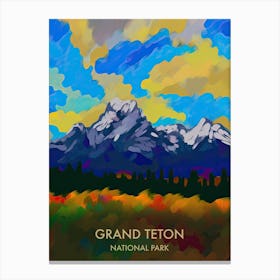 Grand Teton National Park Travel Poster Matisse Style 2 Canvas Print