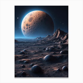 Glowing Moon With Craters Simp Art Print Canvas Print