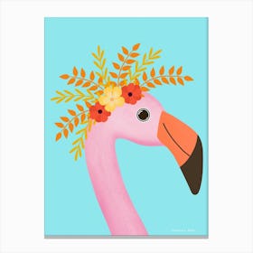 Pink Flamingo With Headress Canvas Print