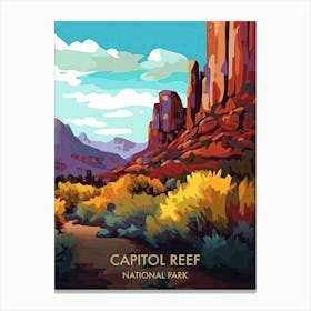 Capitol Reef National Park Travel Poster Illustration Style 4 Canvas Print