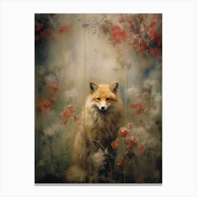 Fox In The Foggy Garden Canvas Print