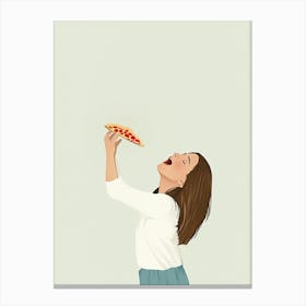 Woman Eating Pizza Canvas Print