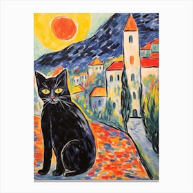 Painting Of A Cat In Gubbio Italy 1 Canvas Print