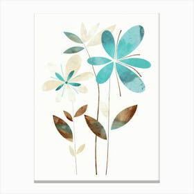 Flowers In Blue And Brown 1 Canvas Print