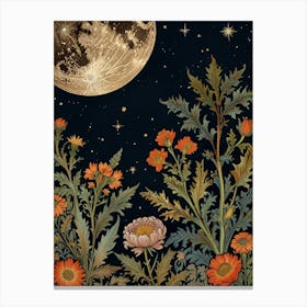 Moon In Forest Style William Morris 2 Canvas Print