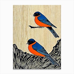 Barn Swallow Linocut Bird Canvas Print