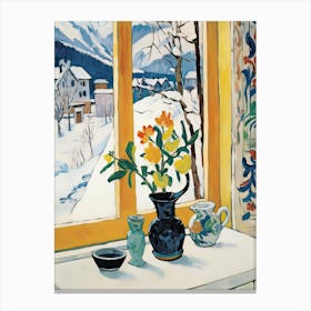 The Windowsill Of Banff   Canada Snow Inspired By Matisse 4 Canvas Print