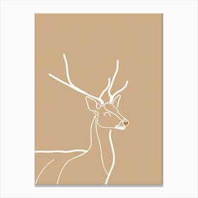 Deer - Boho, Line Art 20 Canvas Print