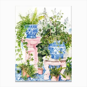 Blue And White Pots Canvas Print