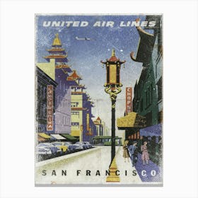 Vintage Travel Poster ― United Airlines San Fransisco Canvas Print