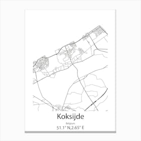 Koksijde,Belgium Minimalist Map Canvas Print