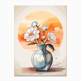 Watercolor Flowers In A Vase art print Canvas Print