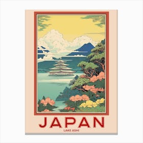 Lake Ashi, Visit Japan Vintage Travel Art 3 Canvas Print