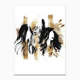 Two Women With Long Hair Canvas Print