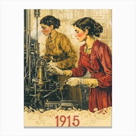 Aihrgdesign A Vintage Poster Showing Women Working In Factori 293d9267 6b65 41e4 B795 1138c47f329c 3 Canvas Print