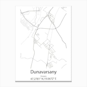 Dunavarsany,Hungary Minimalist Map Canvas Print