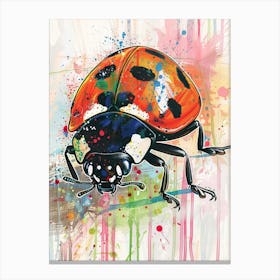 Ladybug Colourful Watercolour 3 Canvas Print