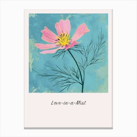 Love In A Mist 4 Square Flower Illustration Poster Canvas Print