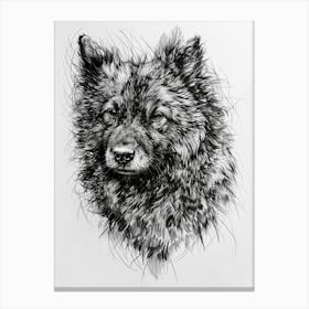 Malmute Furry Dog Line Sketch 1 Canvas Print