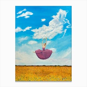 Leap Into Spring Ballerina Above Flowers Canvas Print