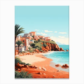 Spiaggia Del Principe Sardinia Italy Mediterranean Style Illustration 3 Canvas Print