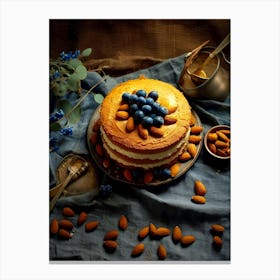 Almond Cake With Blueberries sweet food Canvas Print