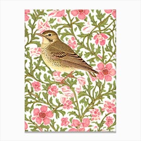 Hermit Thrush William Morris Style Bird Canvas Print