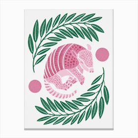 Armadillo   Pink And Green Canvas Print