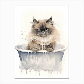 Himalayan Cat In Bathtub Bathroom 2 Canvas Print