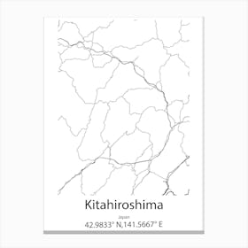 Kitahiroshima,Japan Minimalist Map Canvas Print