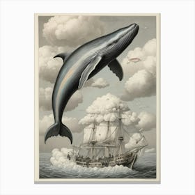 Whale And Ship Canvas Print