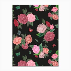 Peony And Roses Canvas Print