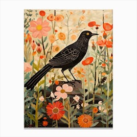 Blackbird 2 Detailed Bird Painting Canvas Print