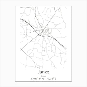 Janze,France Minimalist Map Canvas Print