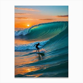 Surfer At Sunset - Summertime Canvas Print