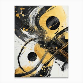 Abstract Black And Yellow Painting 1 Canvas Print