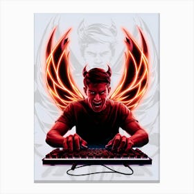 Devil On A Keyboard Canvas Print