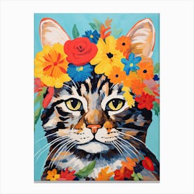 American Bobtail Cat With A Flower Crown Painting Matisse Style 2 Canvas Print