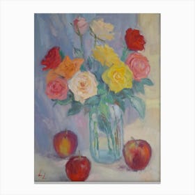 Roses In A Mason Jar Canvas Print