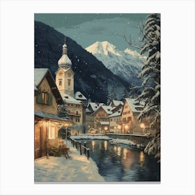 Vintage Winter Illustration Lech Austria 1 Canvas Print